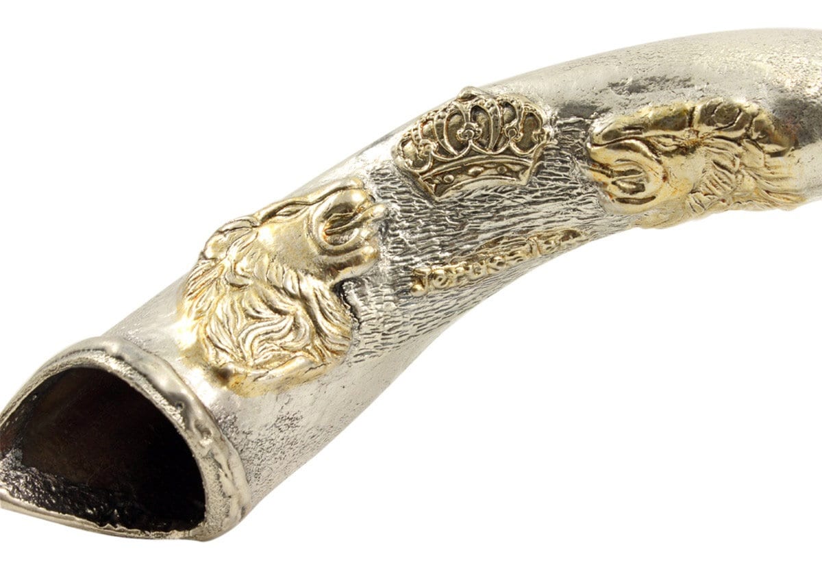 Yemenite Kudu Horn Shofar 28" - 32'' Silver coated Plates -AMAZING DESIGN