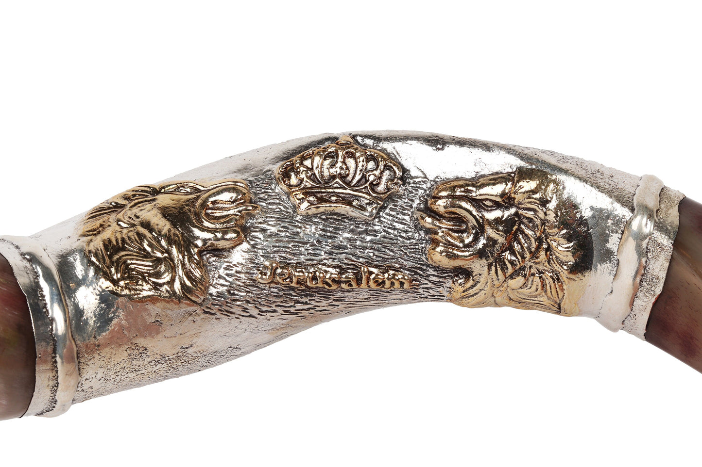 Yemenite Kudu Horn Shofar 30- 32 Inch Silver Coated Plates -Lion of Judah + Bag