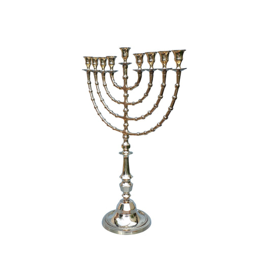 Large Chanukkah Menorah Gold Plated Nine Branch Menorah Hanukkiah 22 Inch Height Made Of Brass/Copper