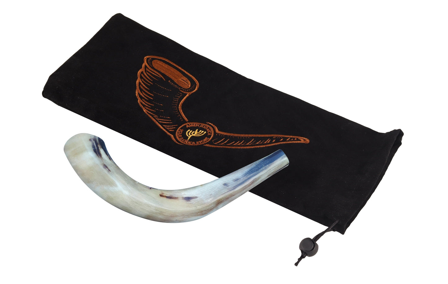 Amen Judaica Ram Horn Shofar Full Polished 14"-16" With Bag Great Sound