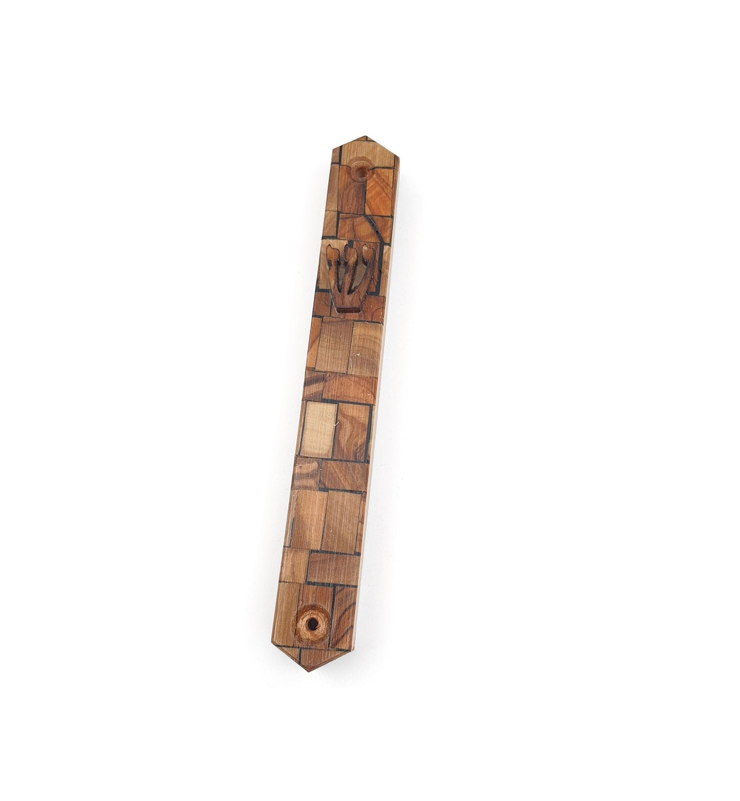 Door Mezuzah Judaica Israel gift - Wood mosaic Mezuzah fit For 10 Cm Scroll (Scroll Not Included)