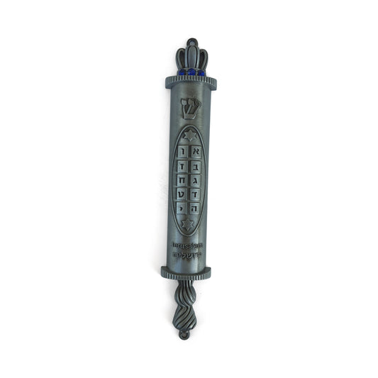 Jerusalem Torah Door Mezuzah With Jewish Symbols Of Ten Commandments, Fit For 10 Cm Scroll