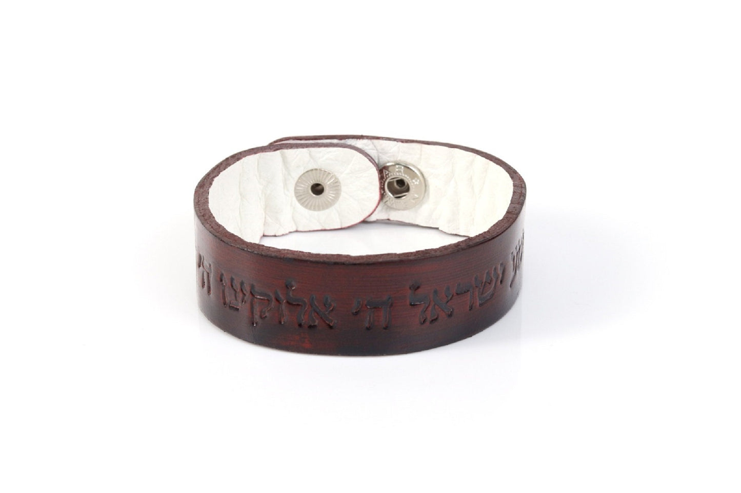 Shema Israel Hebrew Prayer Leather Bracelet.
