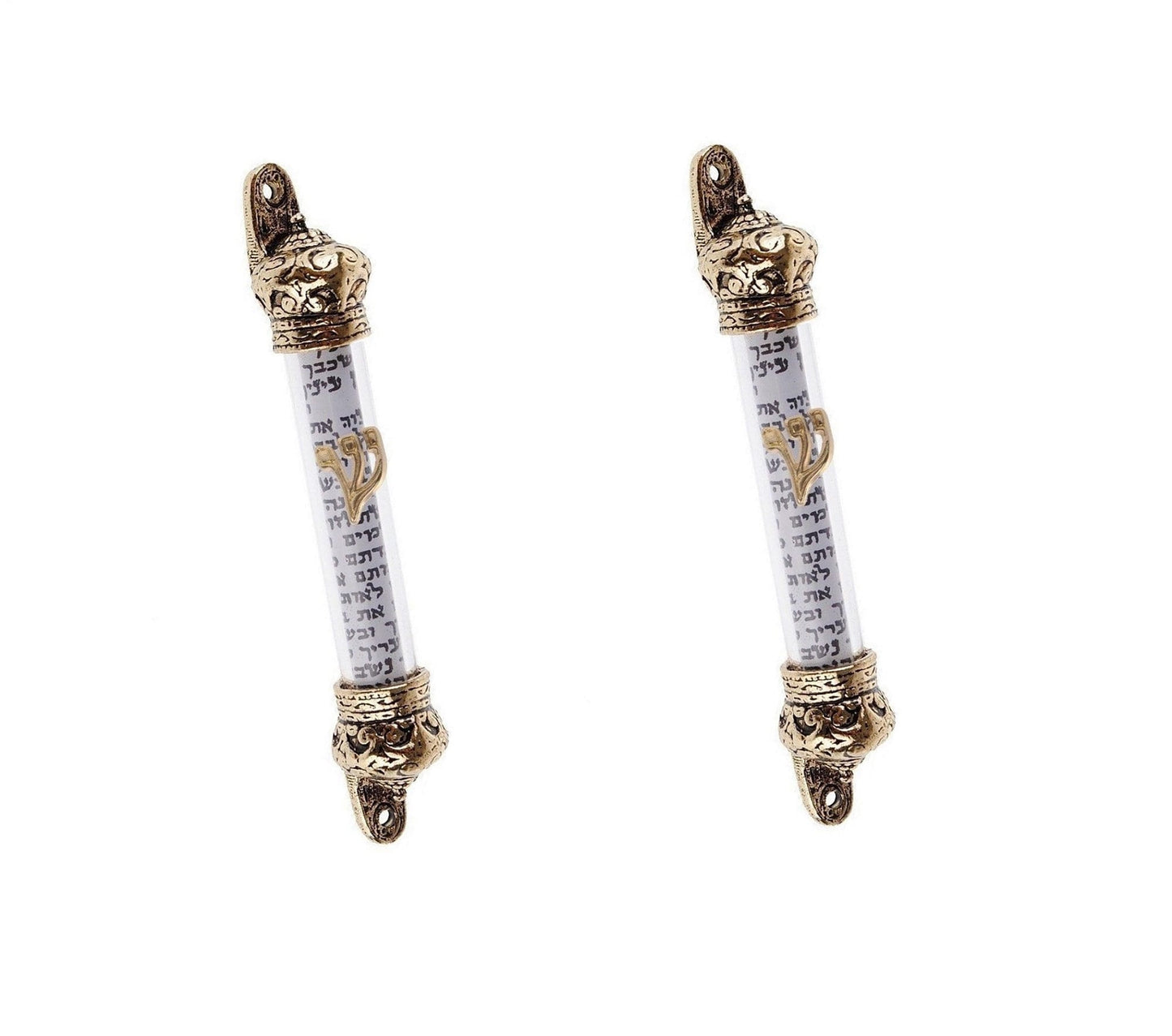 Set Of 2 Door Mezuzah's & scroll, Judaica Israel gift With Scripture Parchment Non Kosher Klaf, crown shape
