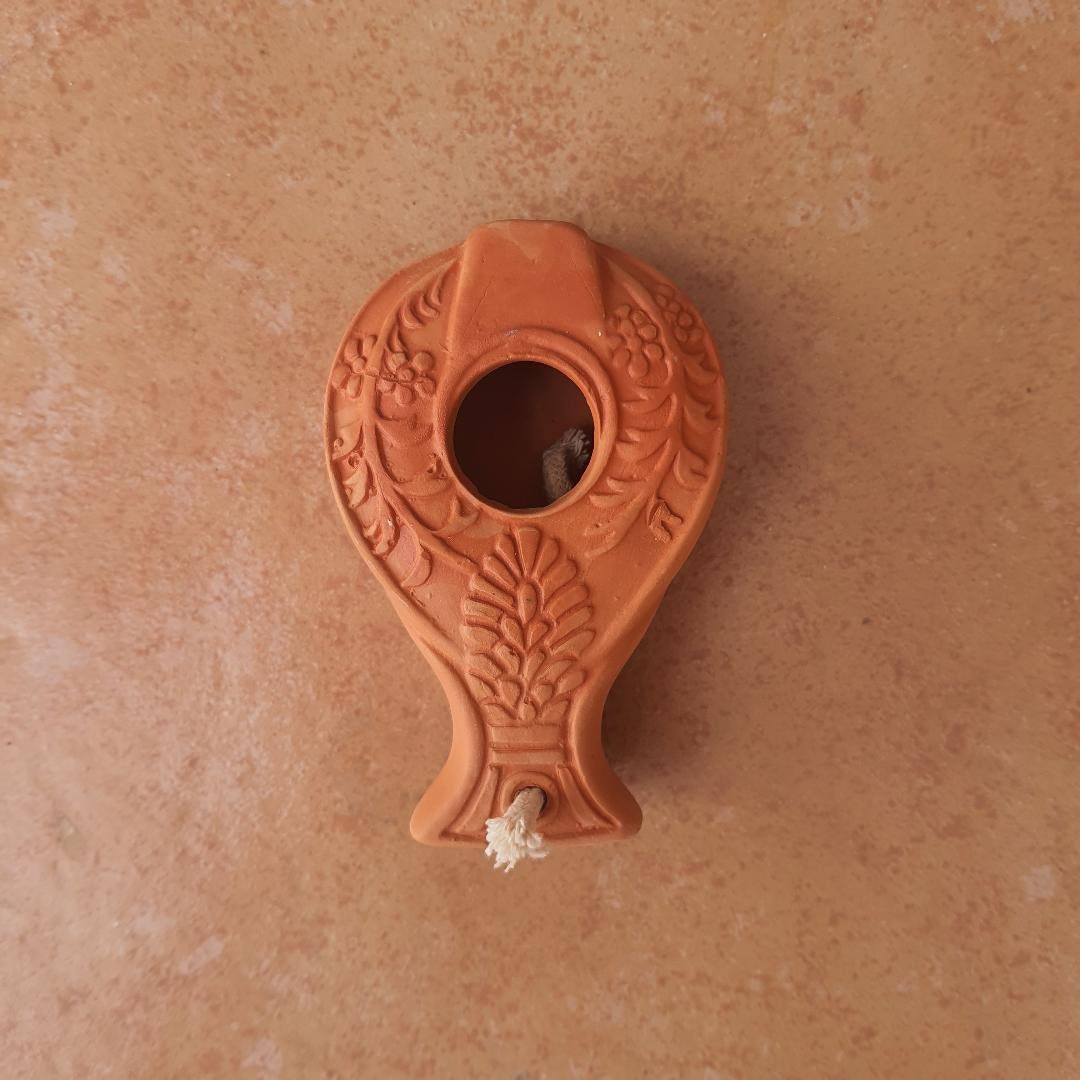 2 Herodian Oil Lamp With Wick Biblical Antique Replica Oil Lamp Israel Jewish Judaica Gift