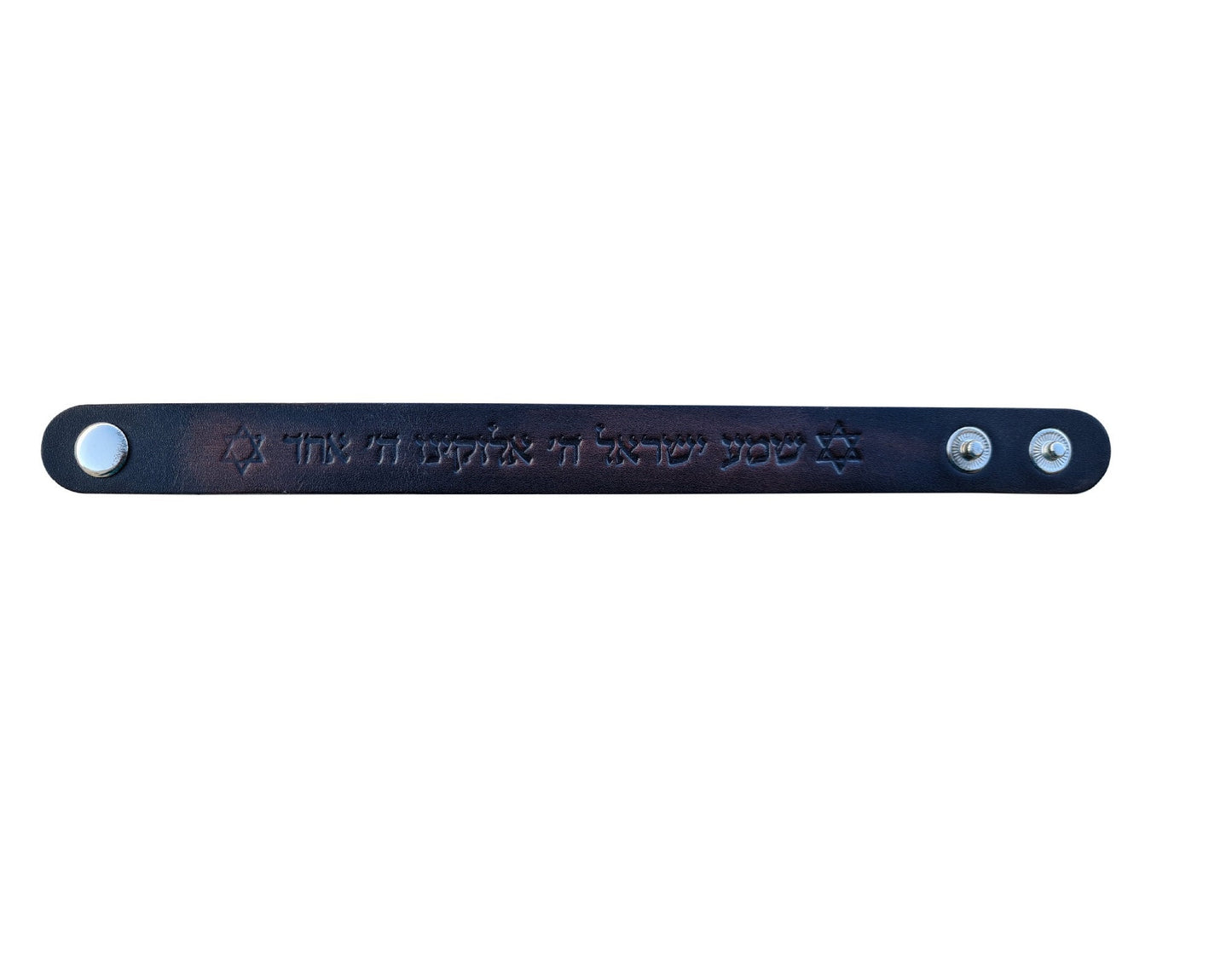 Shema Israel Hebrew Prayer Leather Bracelet.