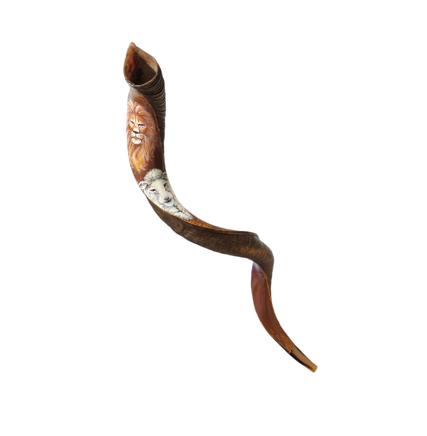 Yemenite Kudu Horn Shofar 38-40 Inch Lion Of Judah & Lamb Hand Painted Shofar ** Amazing Piece Of Art **