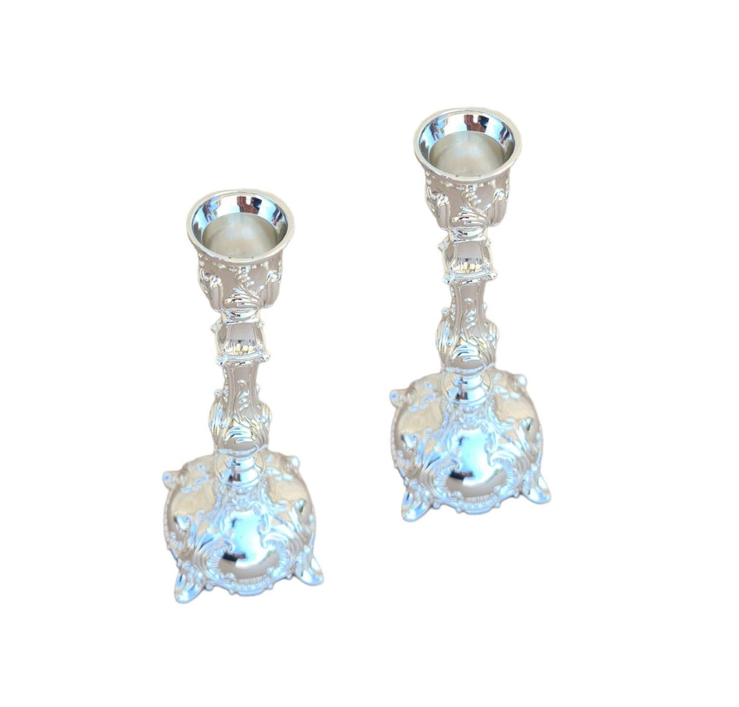 Sabbath Candlesticks Silver Plated Pair Of Candle Holder For Shabbat Table - 6.5 Inch Height