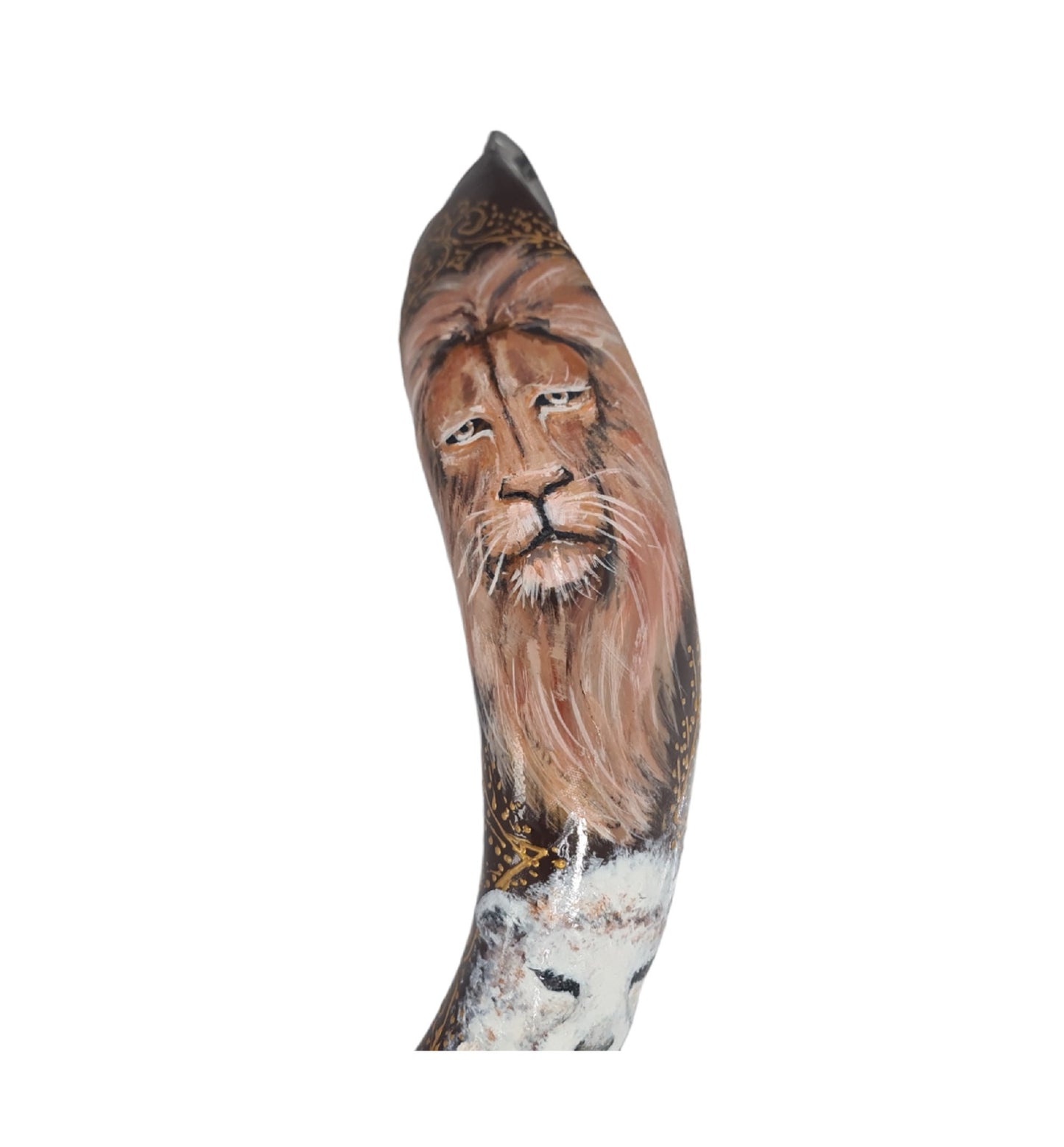 Yemenite Kudu Horn Shofar 38-40 Inch Lion Of Judah & Lamb Hand Painted Shofar ** Amazing Piece Of Art **