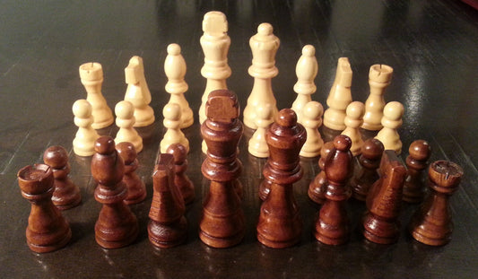 Chess - Set Of 32 wooden parts,pieces king size 10 Cm