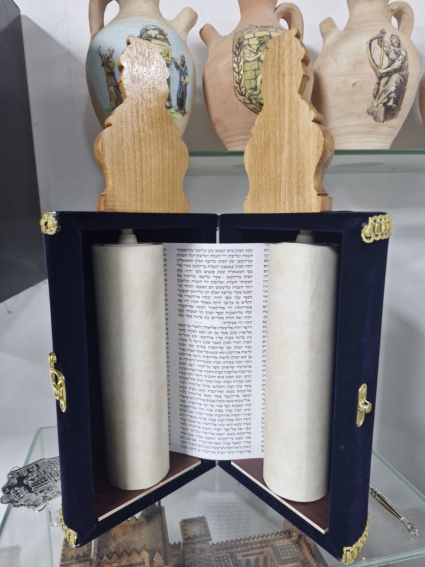 Large Sefer Torah Scroll – Elegant Judaica Gift with Yad (Sephardic Style)