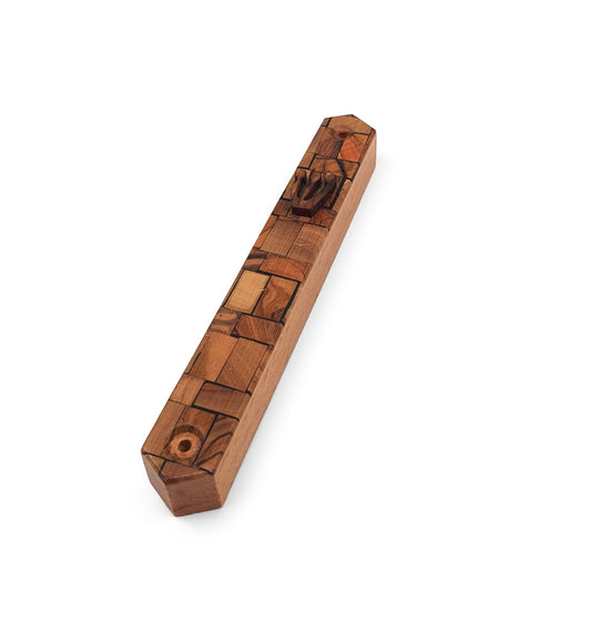 Door Mezuzah - Wood Mosaic Mezuza Case