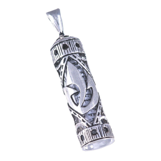 Mezuzah Necklace With Letter "shin" For Shaddai With Chian (18 Inch) 925 Sterling Silver