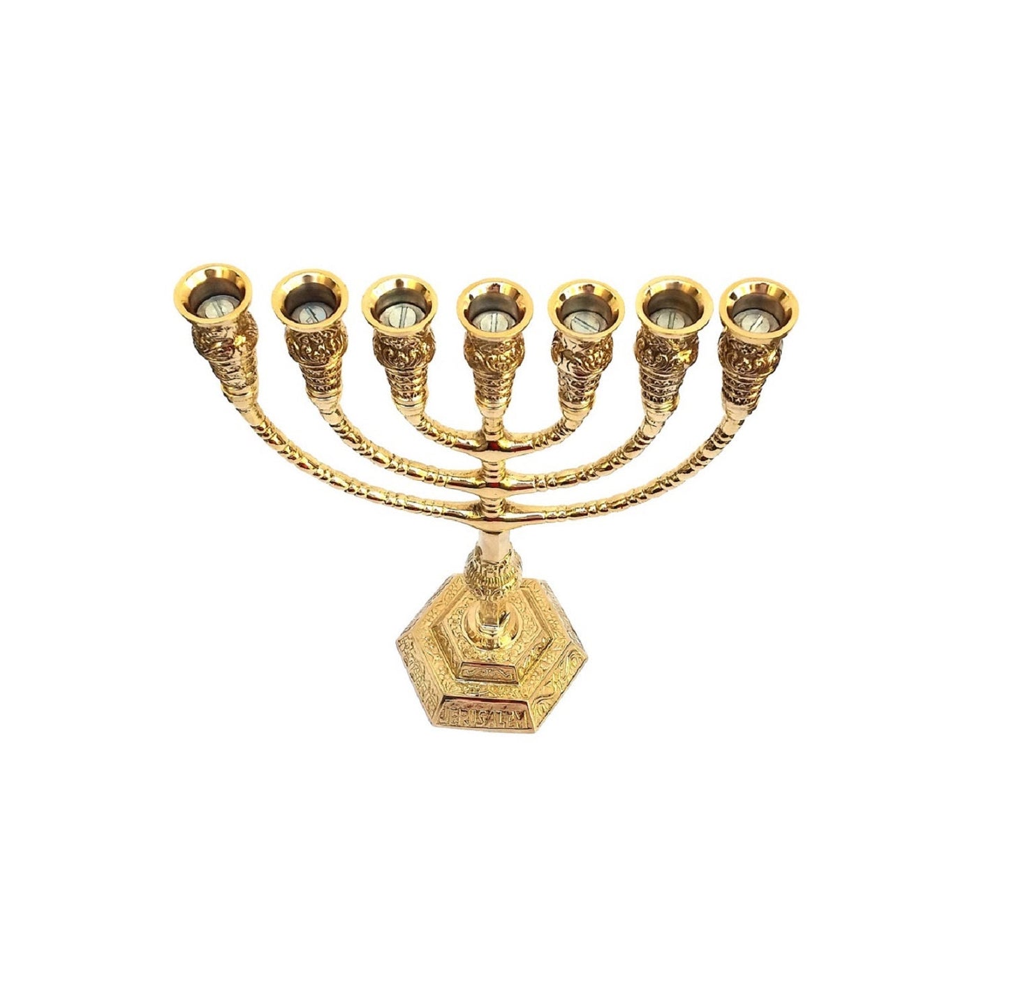 Jerusalem Temple 7 Branches Menorah Candle Holder Brass Copper