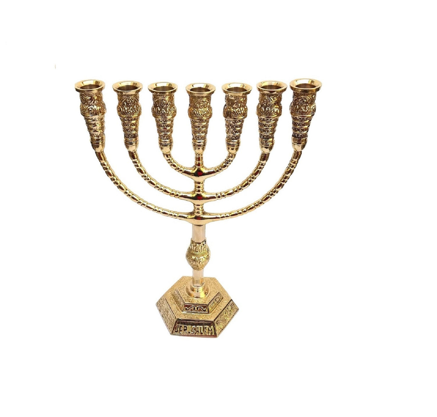 Jerusalem Temple 7 Branches Menorah Candle Holder Brass Copper