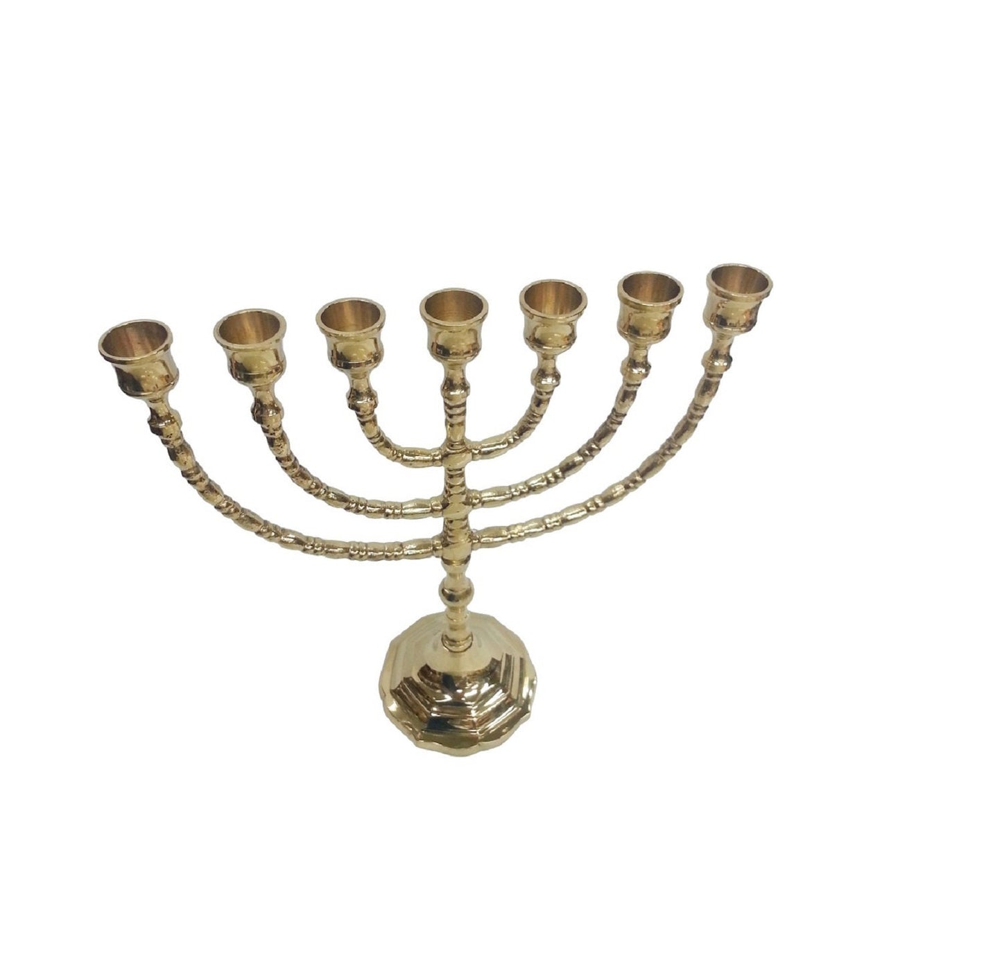 7 Branched Menorah 12 Inches Height Brass/Copper Made,Beautiful Jerusalem Menorah