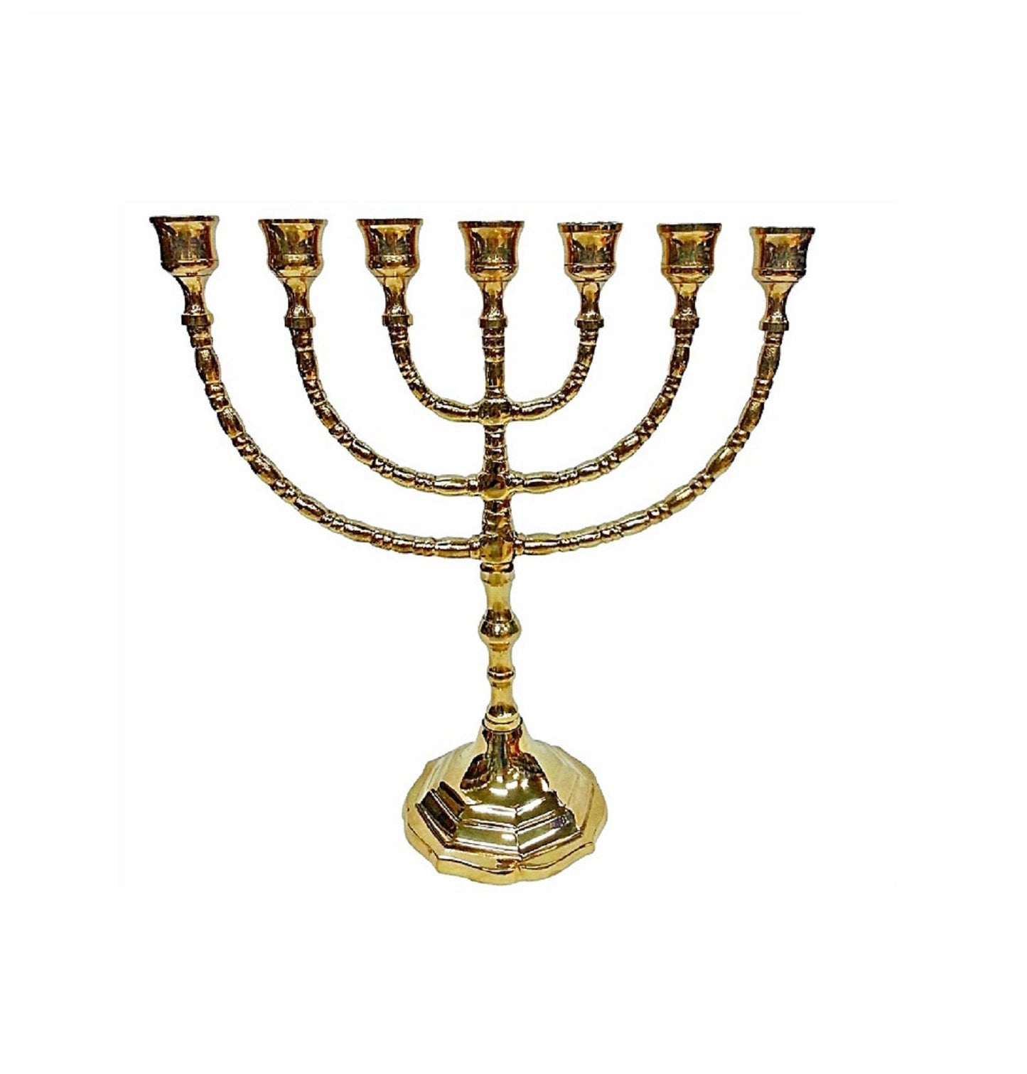 7 Branched Menorah 12 Inches Height Brass/Copper Made,Beautiful Jerusalem Menorah