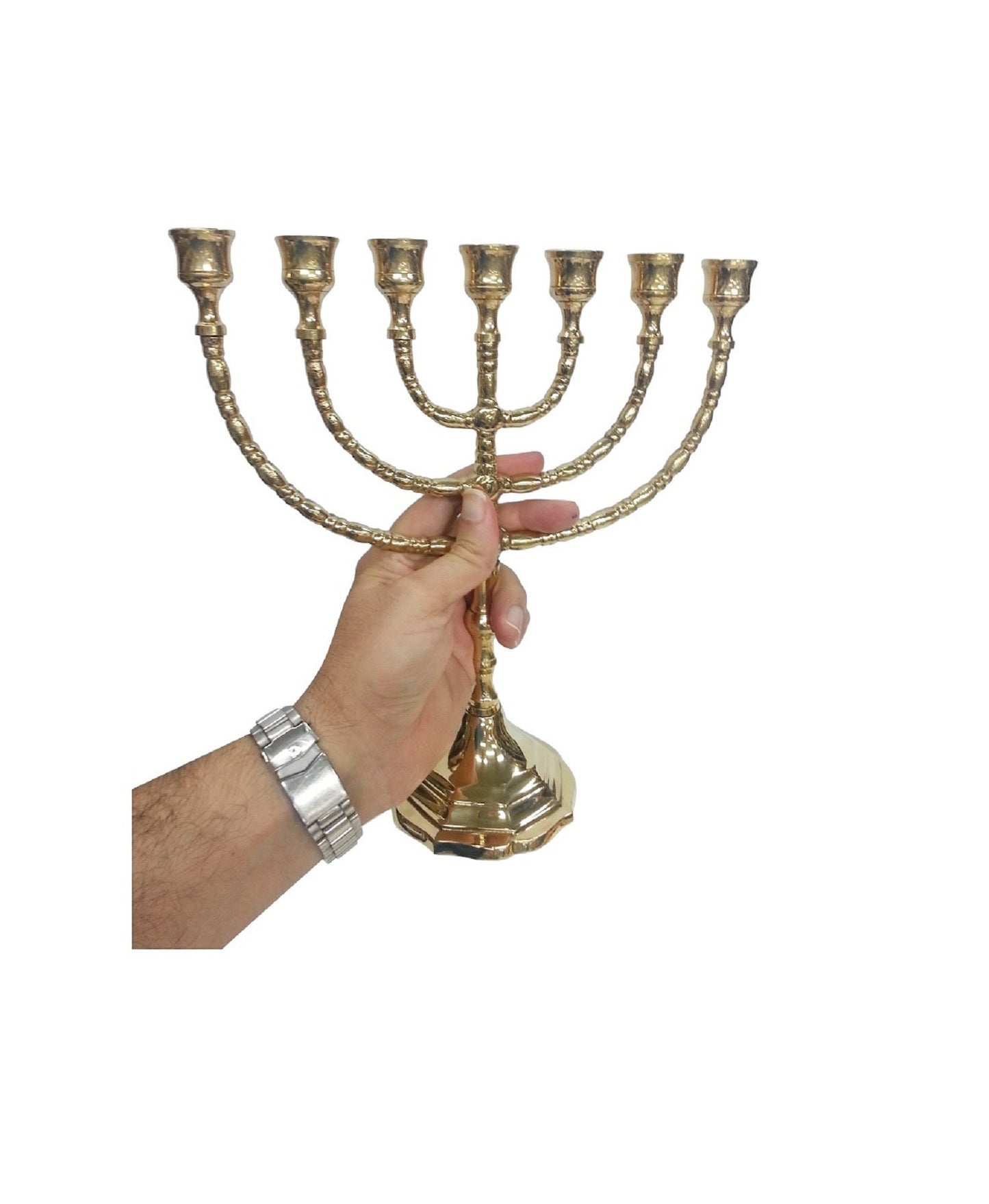 7 Branched Menorah 12 Inches Height Brass/Copper Made,Beautiful Jerusalem Menorah