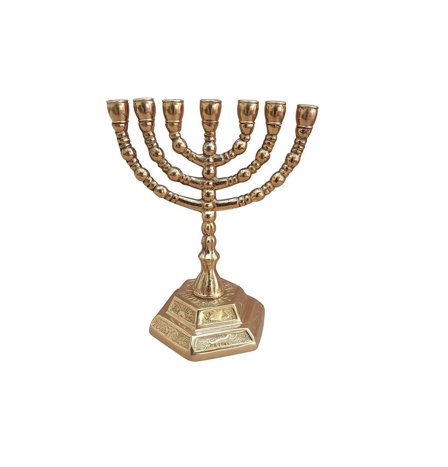 Small Seven Branches Menorah 11 Cm Height Brass/Copper Made