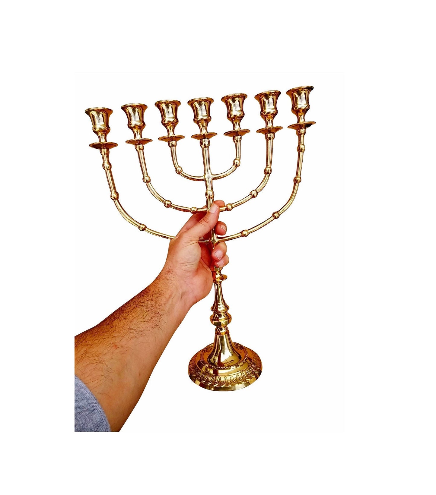 Big Menorah Seven Branches 16 inches height brass/copper made