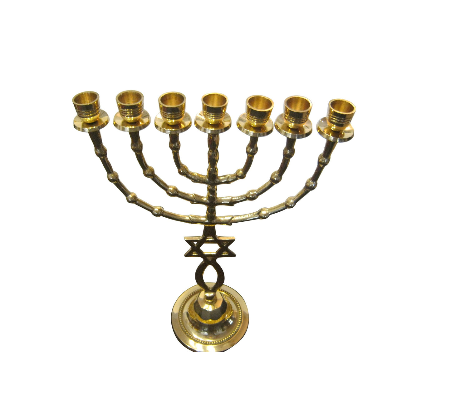 7 Branches Menorah Grafted In Messianic 15 Inches Height Made Of Brass/Copper