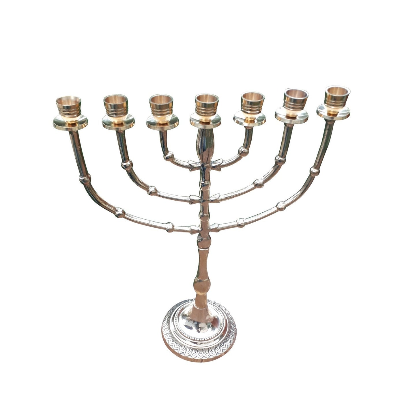 7 Branch Menorah Candle Holder Big Size Jerusalem Temple Menorah 15 Inches Height Brass/Copper Made