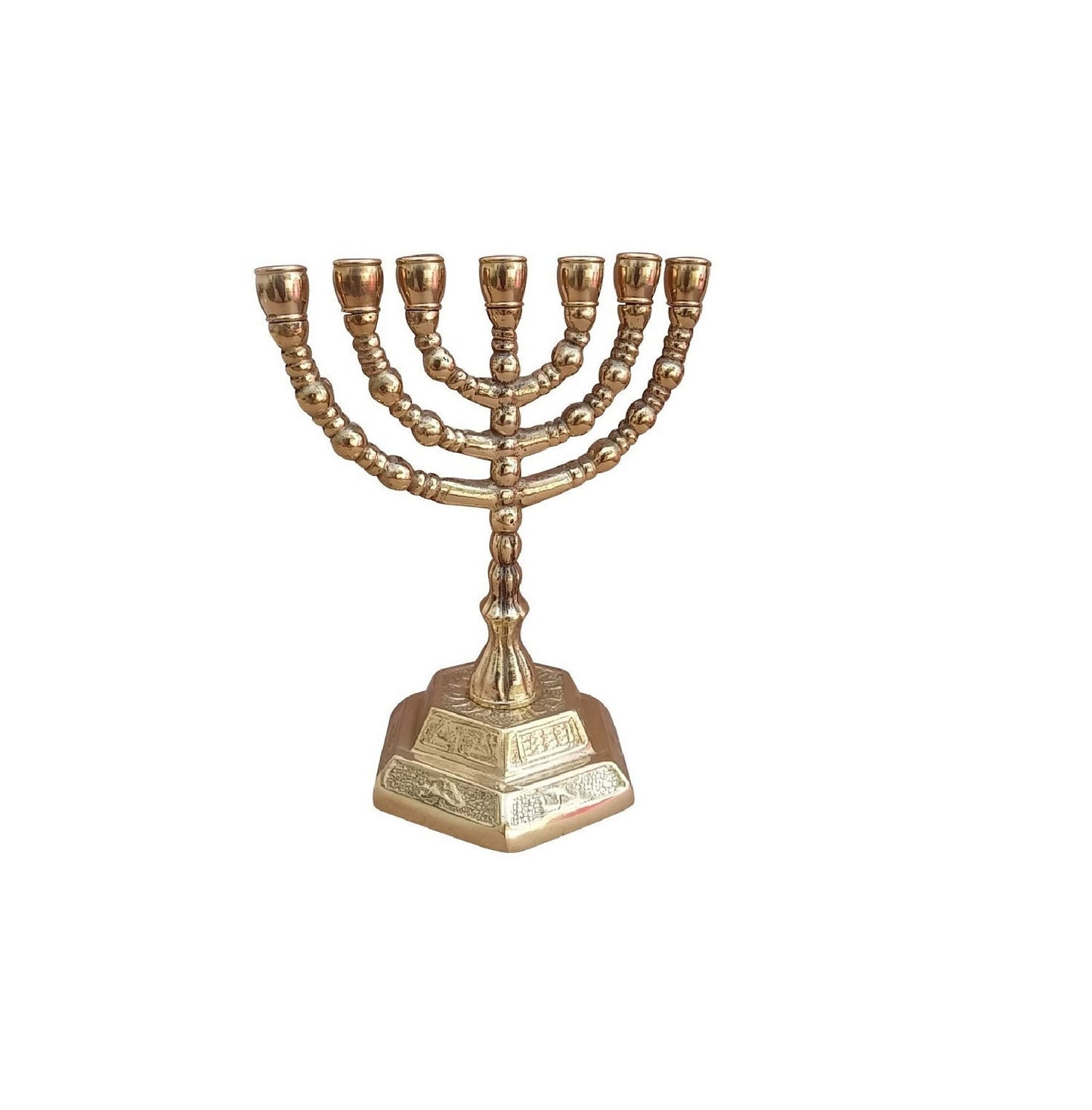 Small Seven Branches Menorah 11 Cm Height Brass/Copper Made