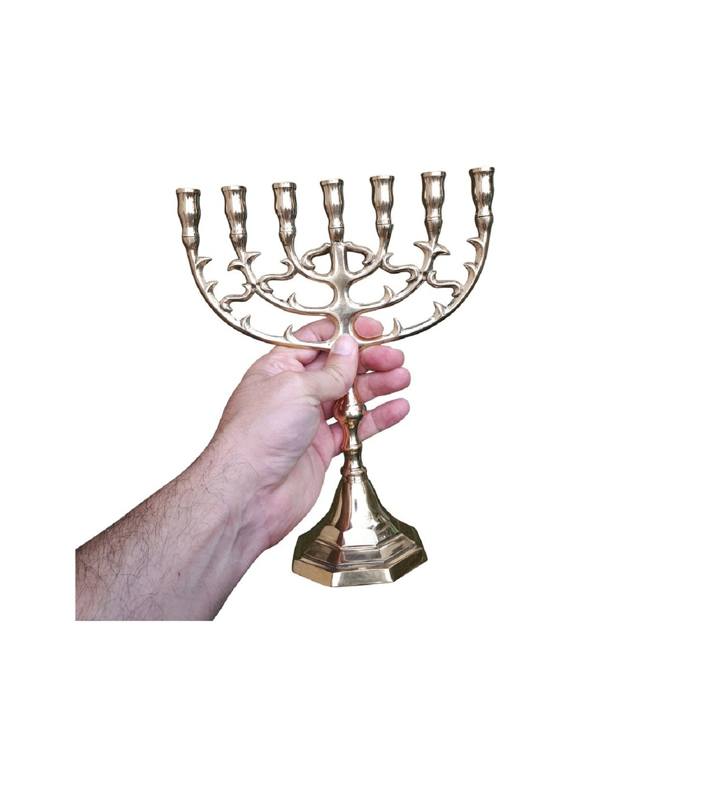 Menorah 7 Branches 9.5 Inches Height Bbrass/Copper Made