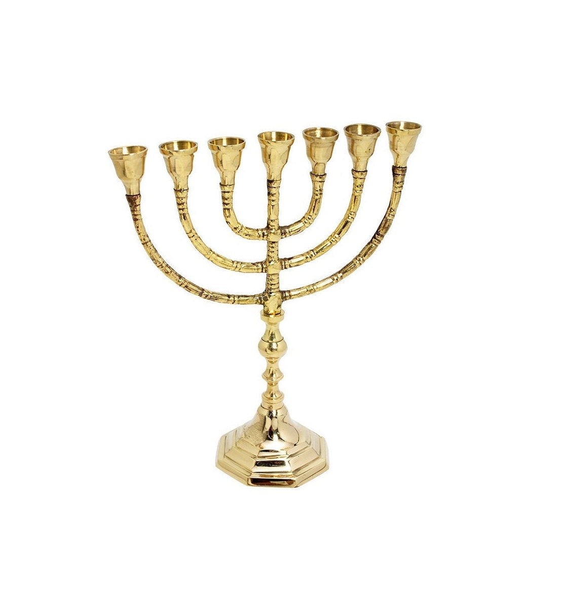 Seven Branches Menorah 10 Inches Height Brass/Copper Made