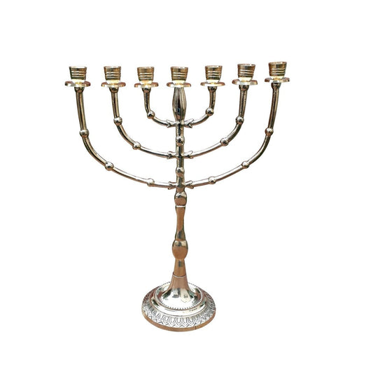 7 Branch Menorah Candle Holder Big Size Jerusalem Temple Menorah 15 Inches Height Brass/Copper Made