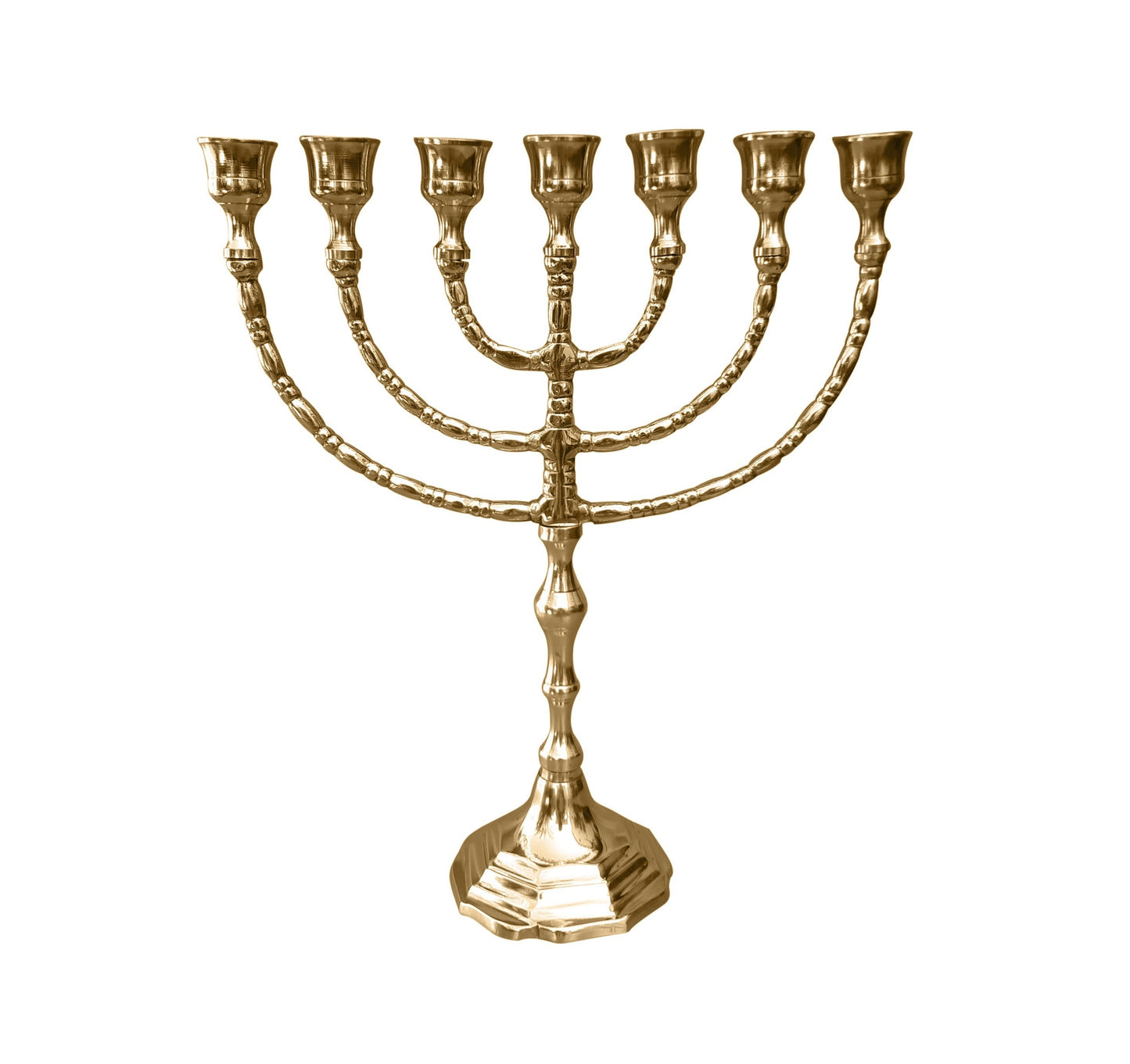 7 Branched Menorah 12 Inches Height Brass/Copper Made,Beautiful Jerusalem Menorah