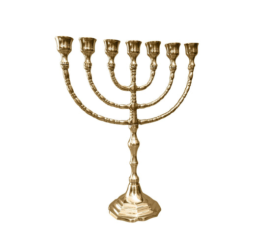 7 Branched Menorah 12 Inches Height Brass/Copper Made,Beautiful Jerusalem Menorah