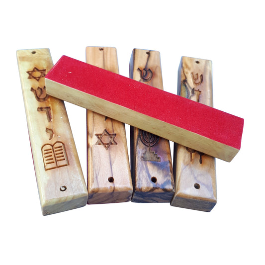 Mezuzah Case Set Of 5 Olive Wood Door Mezuza - Fit For 7 Cm Scroll