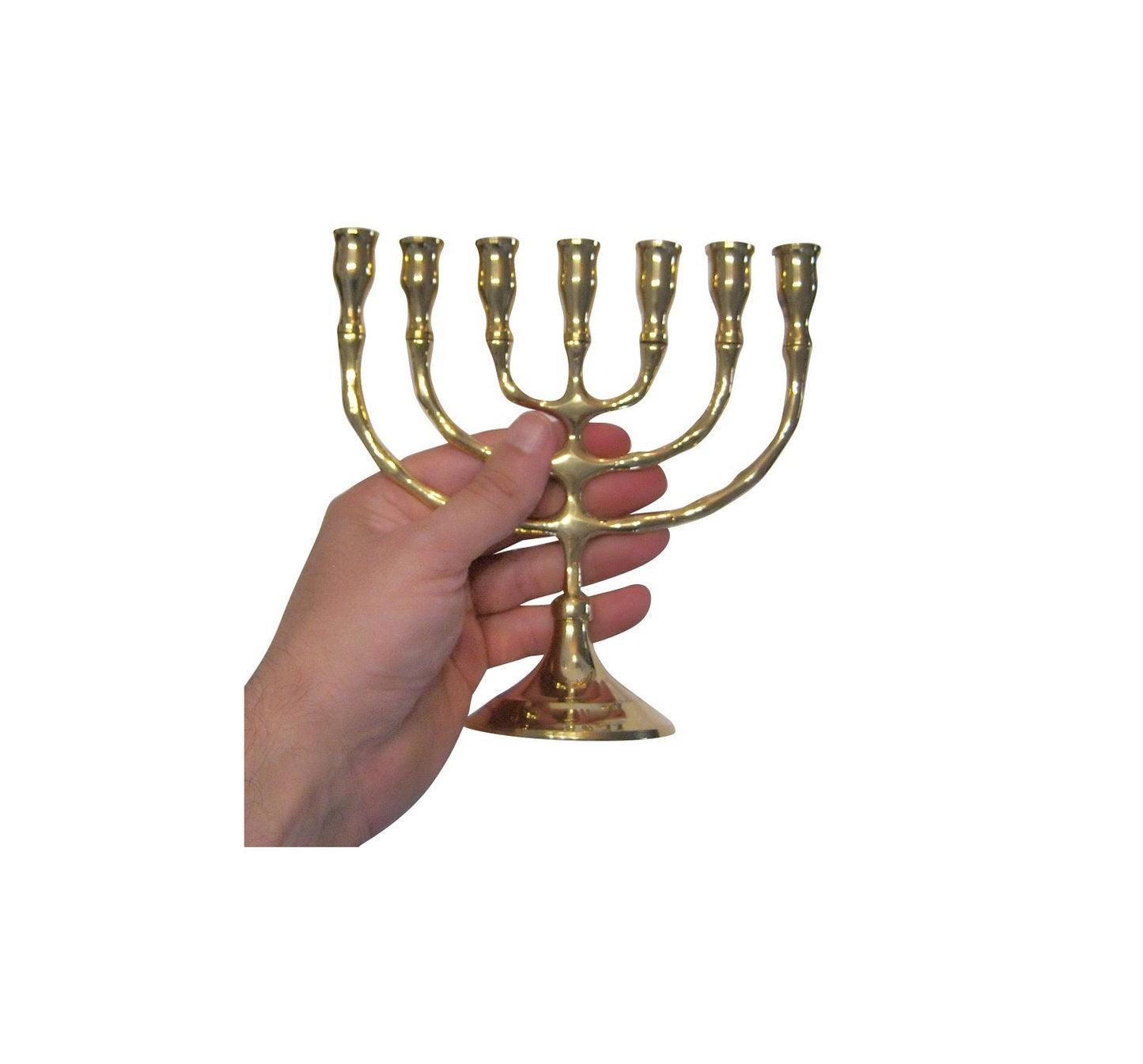 Seven Branches Menorah Candle Holder  6.5 Inches Height Brass / Copper Made