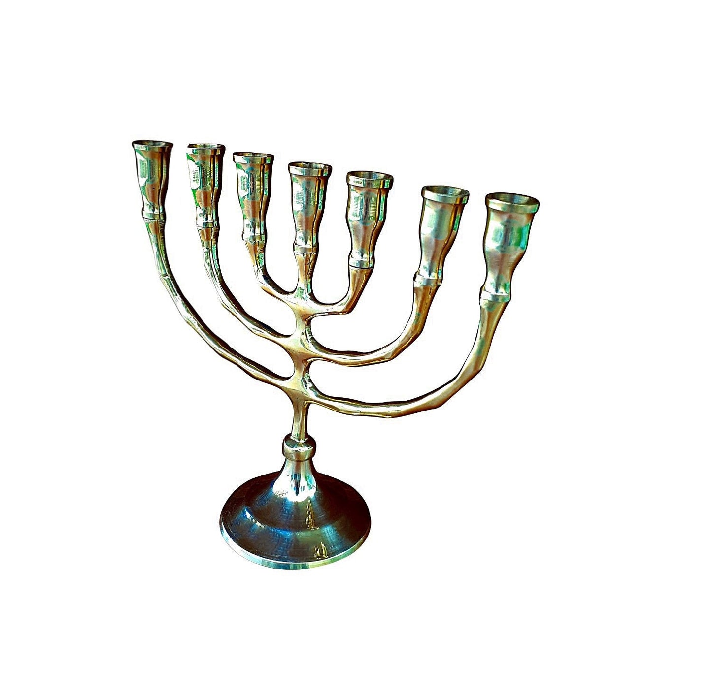 Seven Branches Menorah Candle Holder  6.5 Inches Height Brass / Copper Made