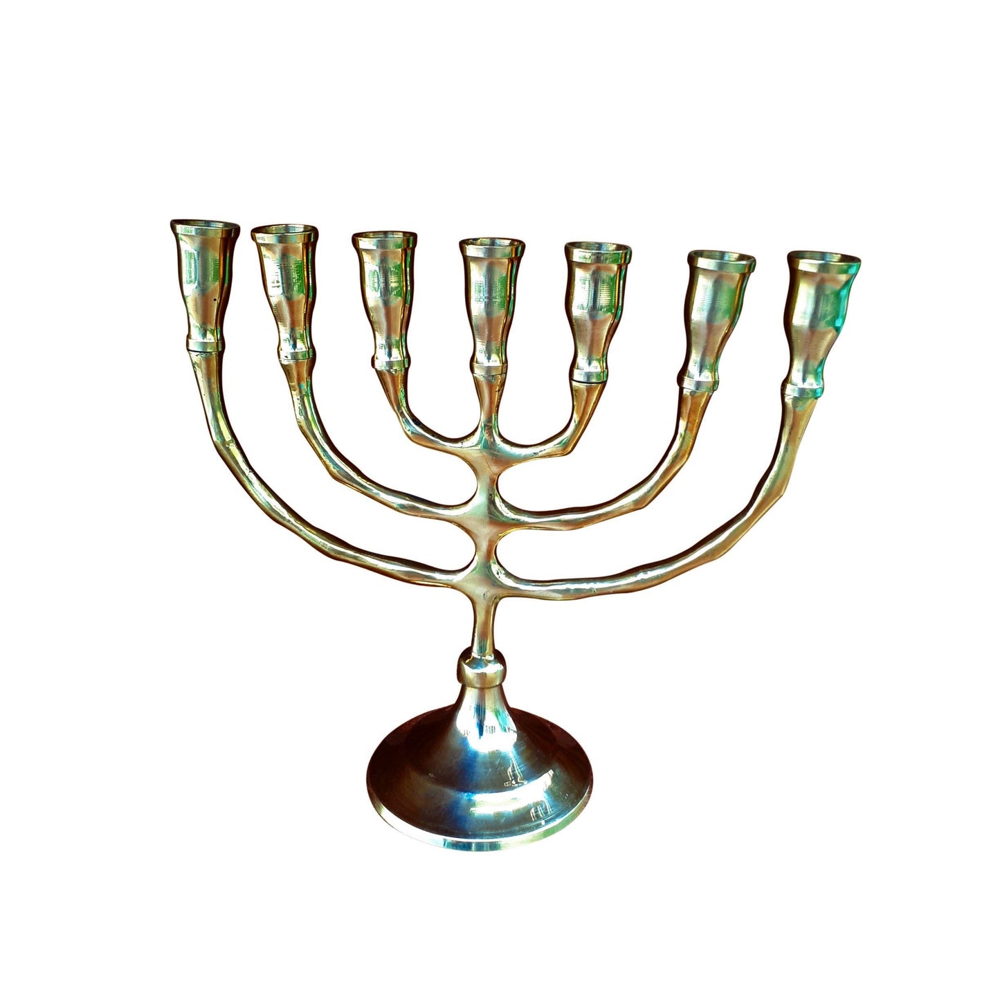 Seven Branches Menorah Candle Holder  6.5 Inches Height Brass / Copper Made