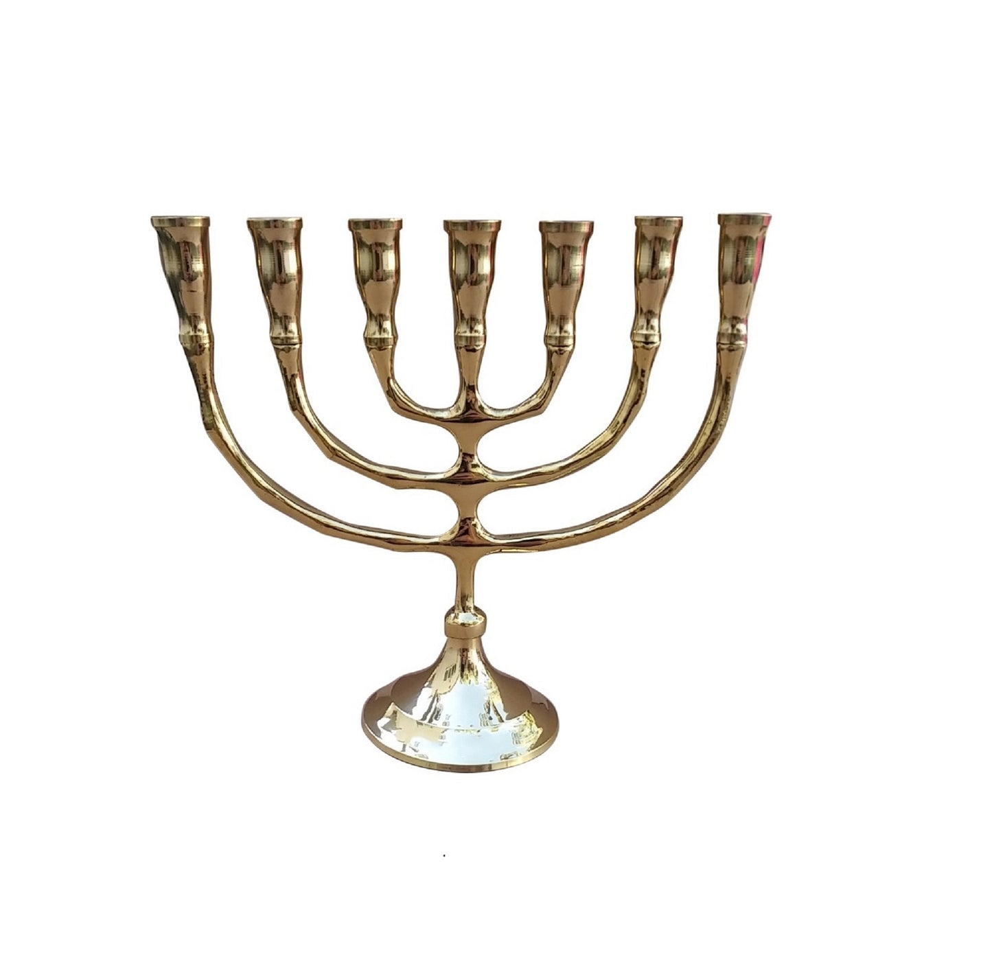 Seven Branches Menorah Candle Holder  6.5 Inches Height Brass / Copper Made