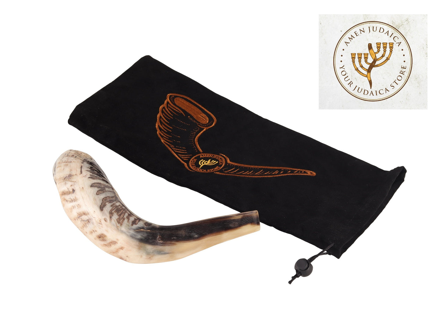 Amen Judaica Ram Horn Shofar From Jerusalem With Bag Great Sound