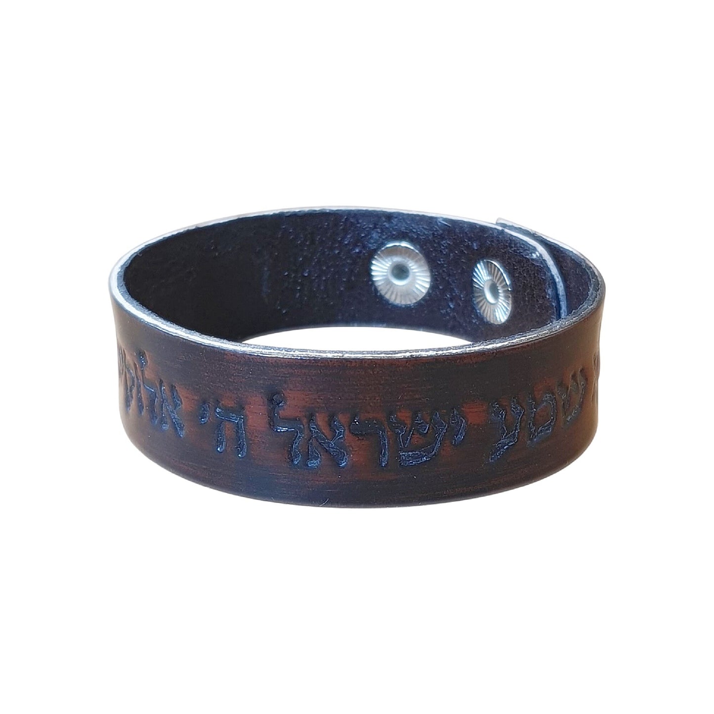 Genuine Leather Bracelet with Jewish blessing