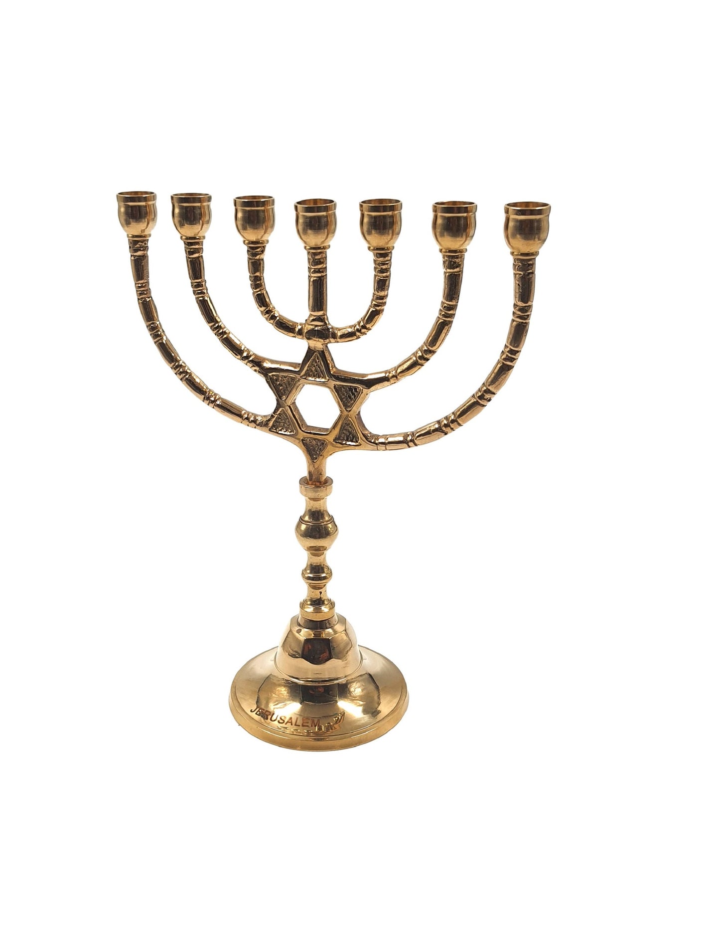 Menorah Seven Branches Candle Holder Design With Star of David / Magen David Made Of Brass / Copper