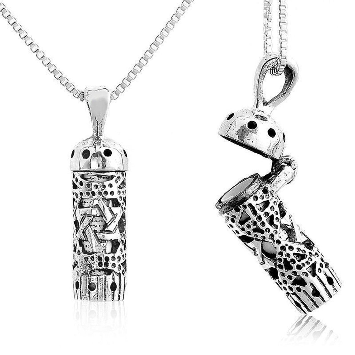 Opening Mezuzah Pendant Star of David Necklace (18 Inch)