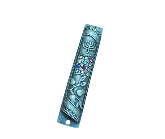 Door Mezuzah with 12 Stones of the Breastplate Fits For 9.5 Parchement