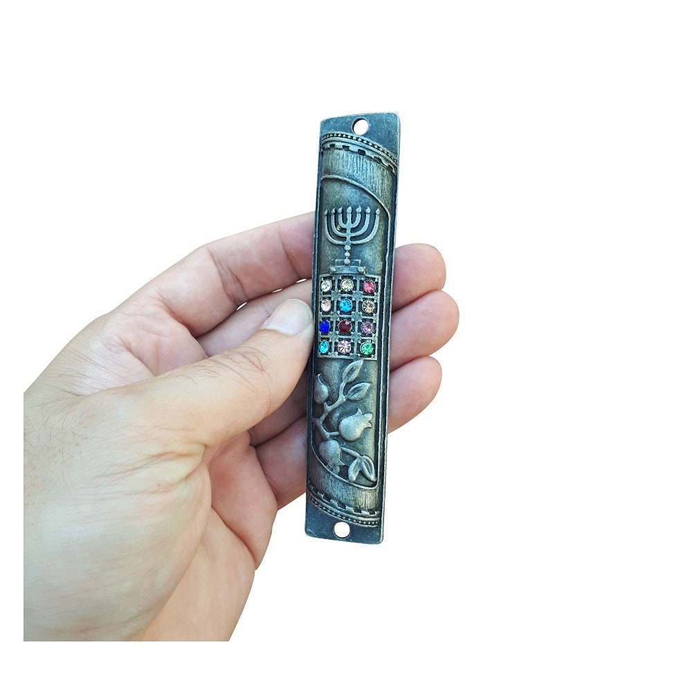 Door Mezuzah with 12 Stones of the Breastplate Fits For 9.5 Parchement