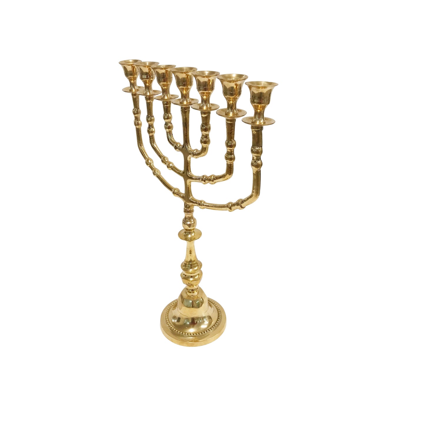 Seven Branches Menorah Candle Holder 14 Inches Height Brass/Copper Made