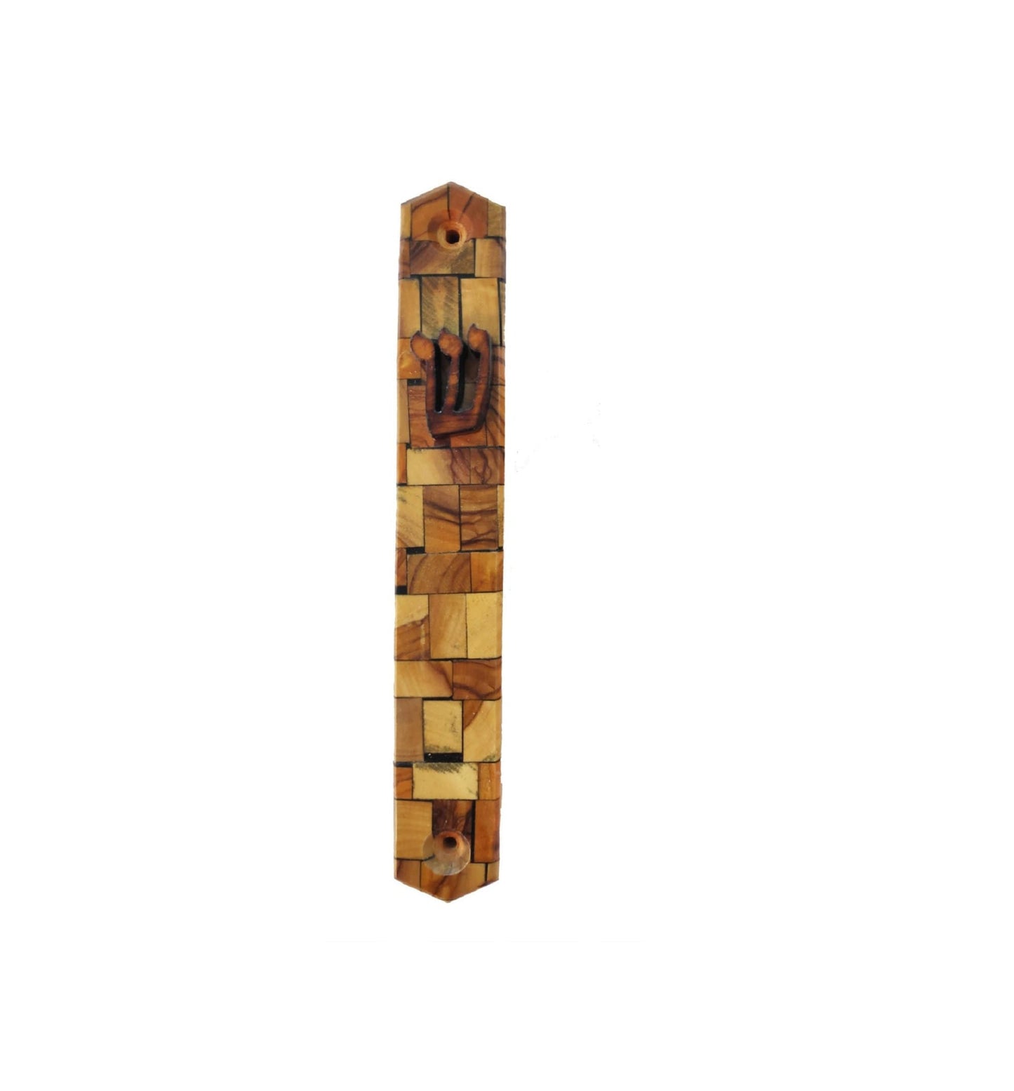 Door Mezuzah Judaica Israel gift - Wood mosaic Mezuzah  fit For  10 Cm Scroll (Scroll Not Included)