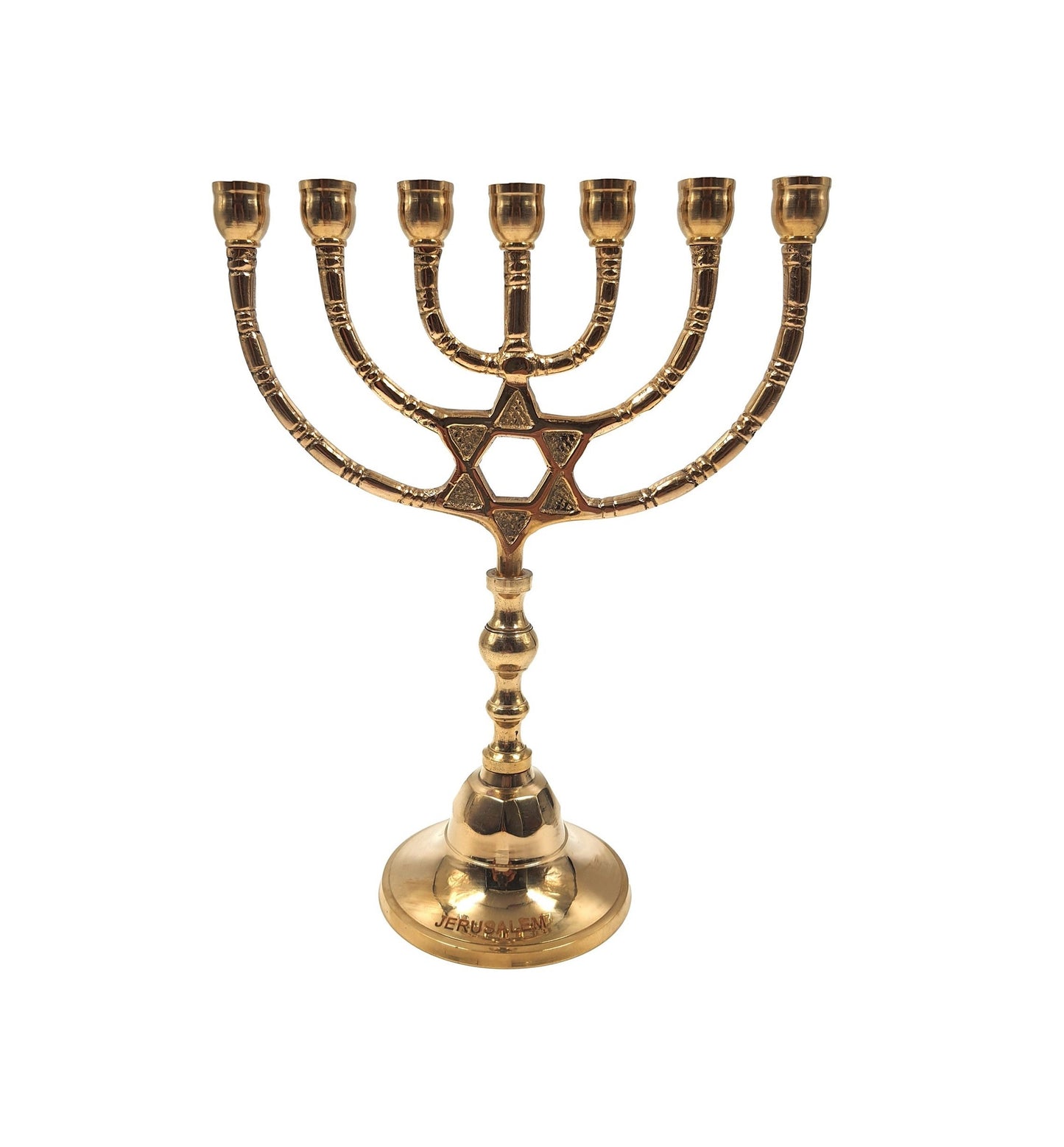 Menorah Seven Branches Candle Holder Design With Star of David / Magen David Made Of Brass / Copper