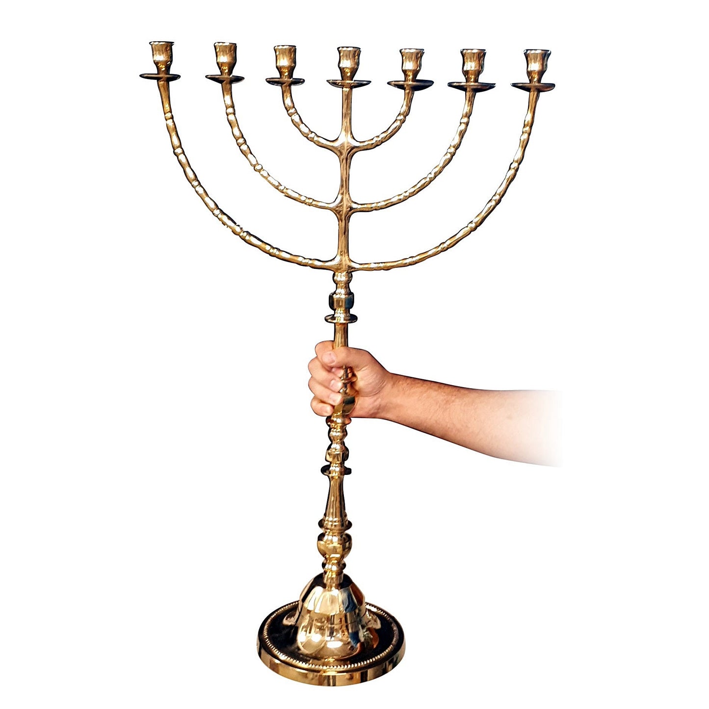 Huge Seven Branches Menorah 32 Inches Height Brass/Copper Made