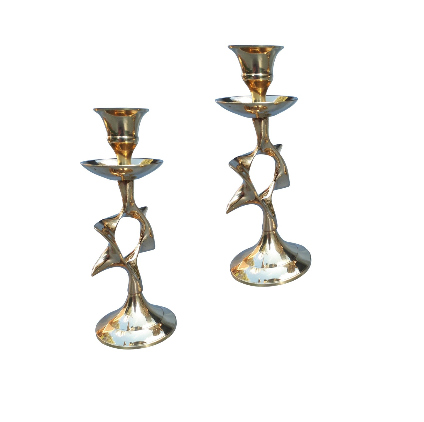 Pair Of Candlestick Shabbat Candle Holder -5.5 Inch Height Made of Brass/Copper