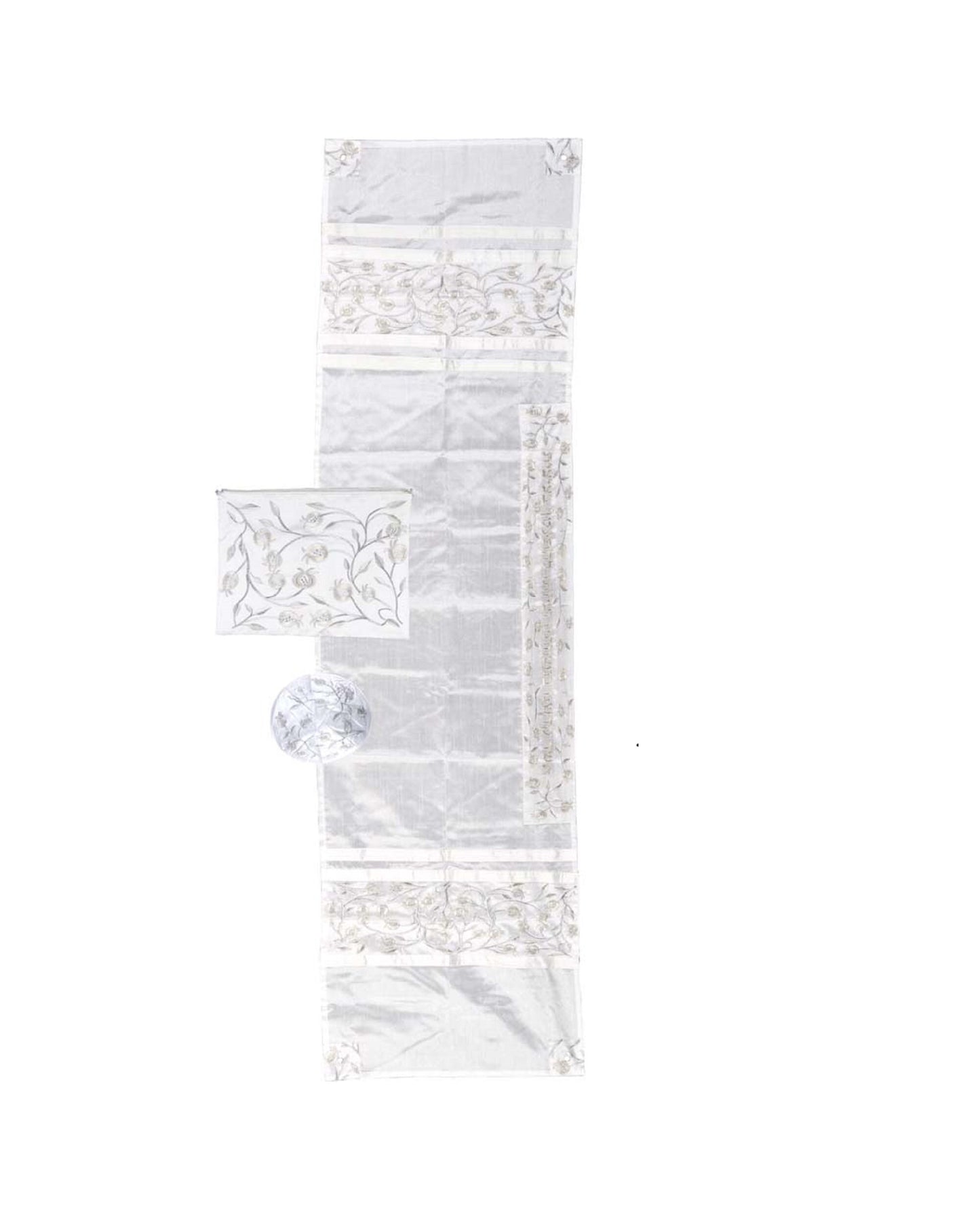 Prayer Shawl Tallit For Women 100% Kosher Embroidered WitH Flowers Include Matching Bag & Kippa