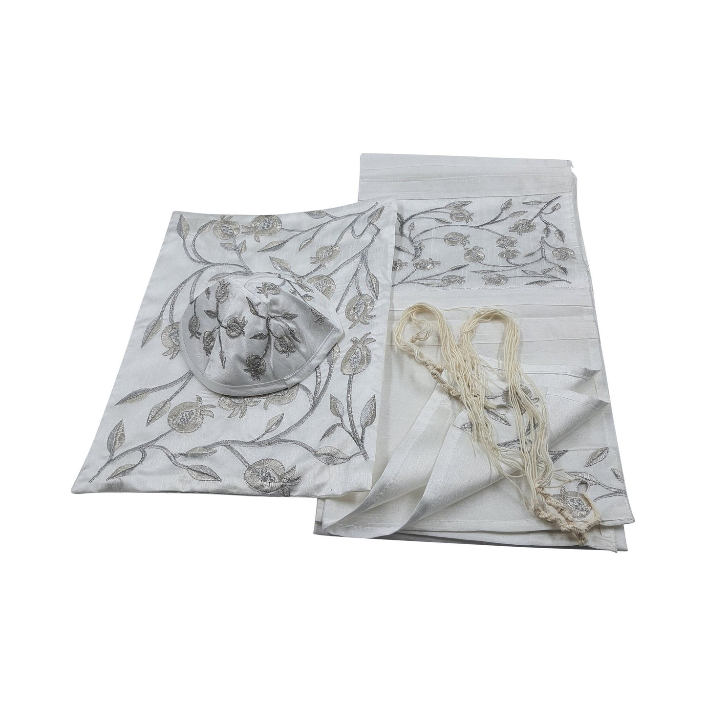 Prayer Shawl Tallit For Women 100% Kosher Embroidered WitH Flowers Include Matching Bag & Kippa